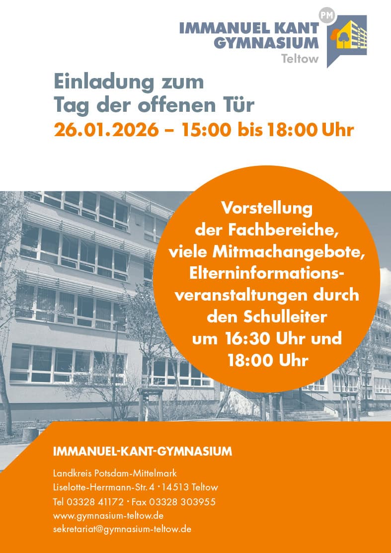 Der neue Termin für unseren ›Tag der offenen Tür‹ steht fest: 26.01.2026